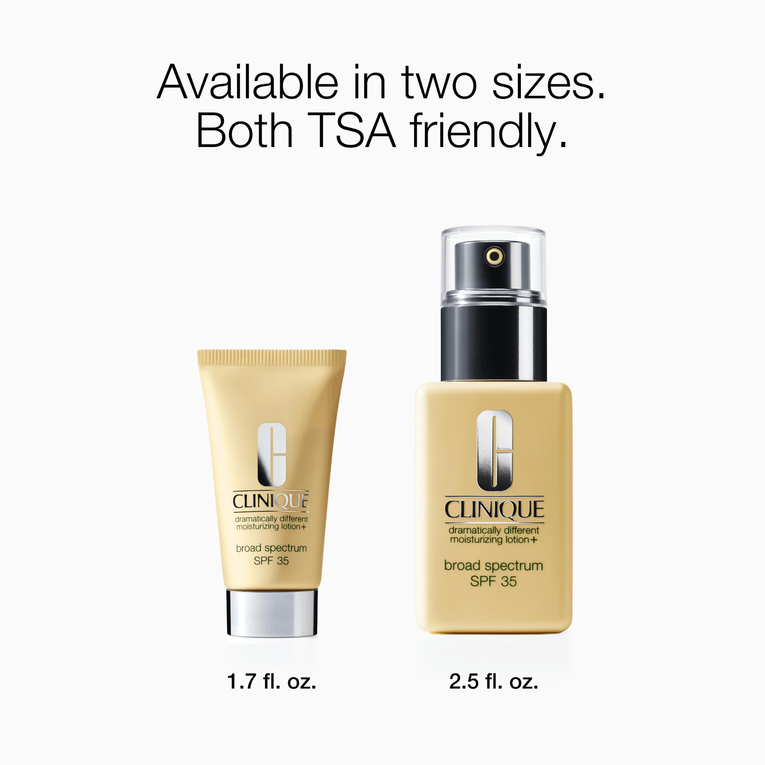 Clinique comparación de tamaño 2.5 fl oz para referencia visual
