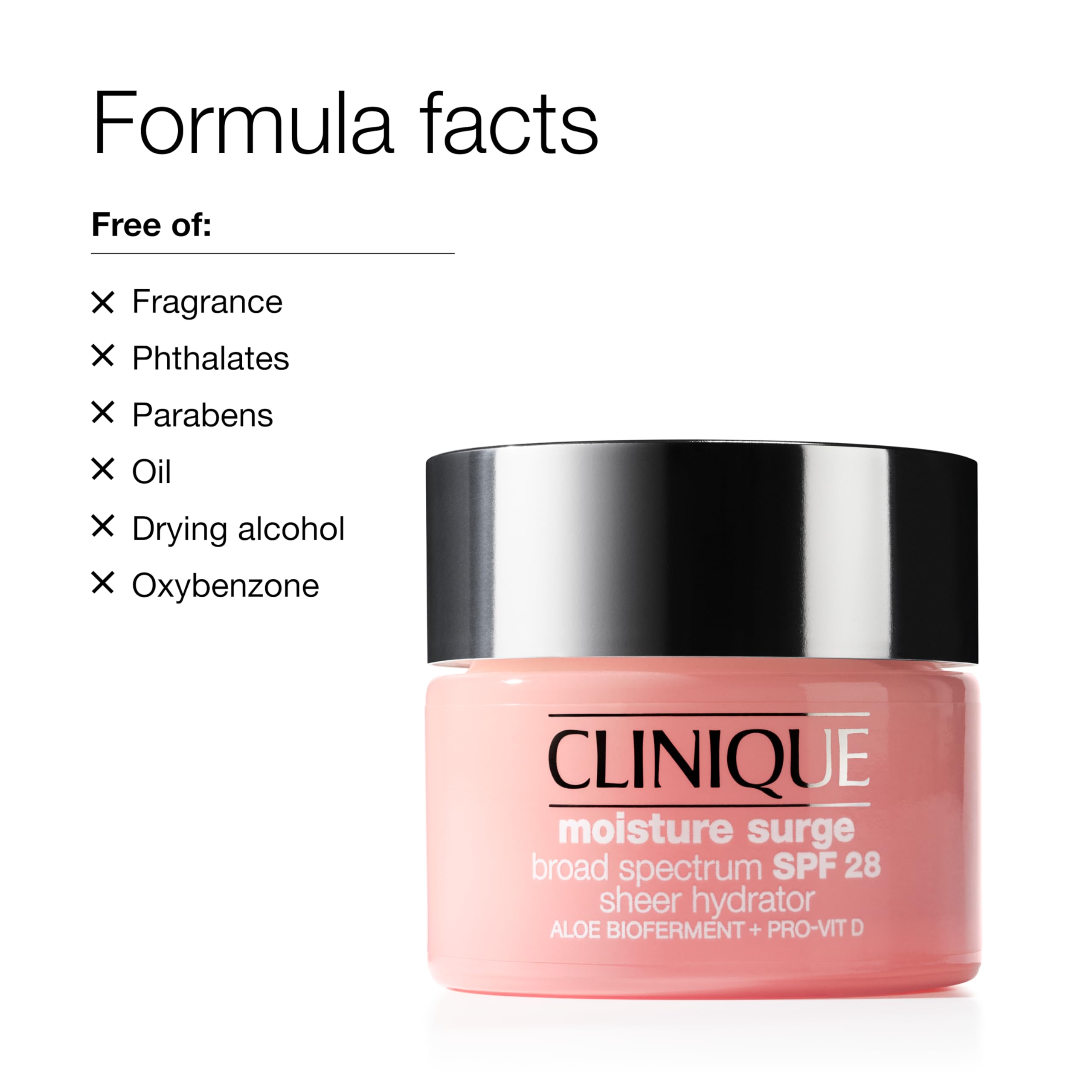 Clinique Moisture Surge etiqueta de ingredientes destacando ácido hialurónico
