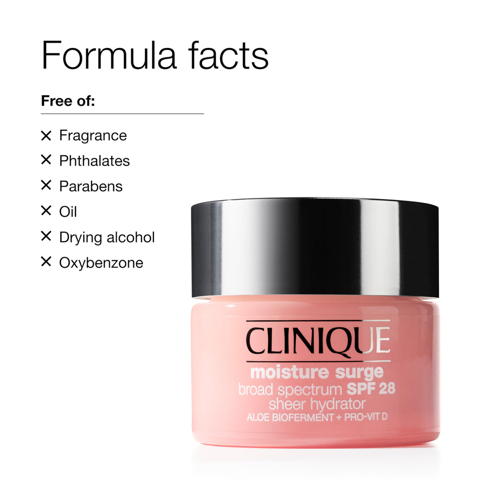 Clinique Moisture Surge etiqueta de ingredientes destacando ácido hialurónico
