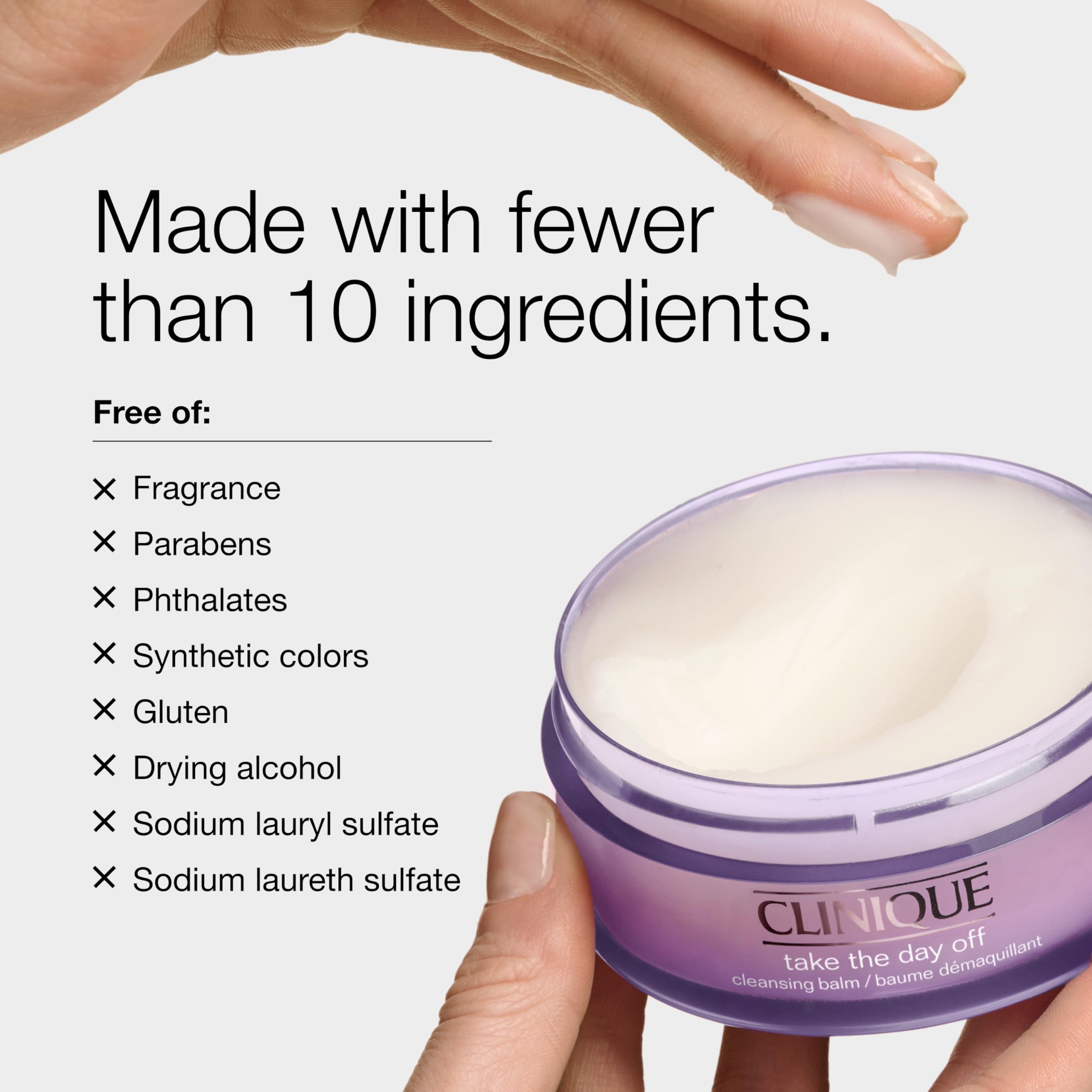 Clinique etiqueta con ingredientes visibles para tranquilidad sobre su fórmula