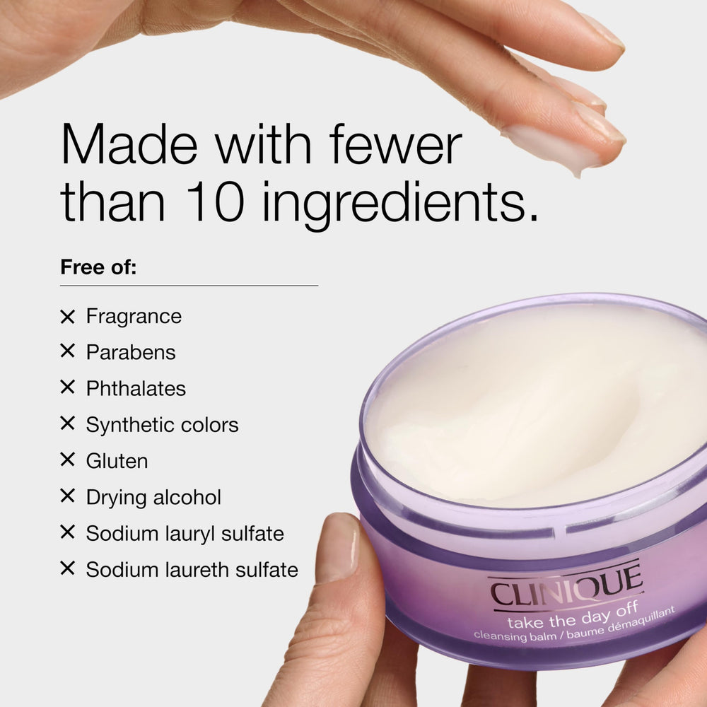 Clinique etiqueta con ingredientes visibles para tranquilidad sobre su fórmula