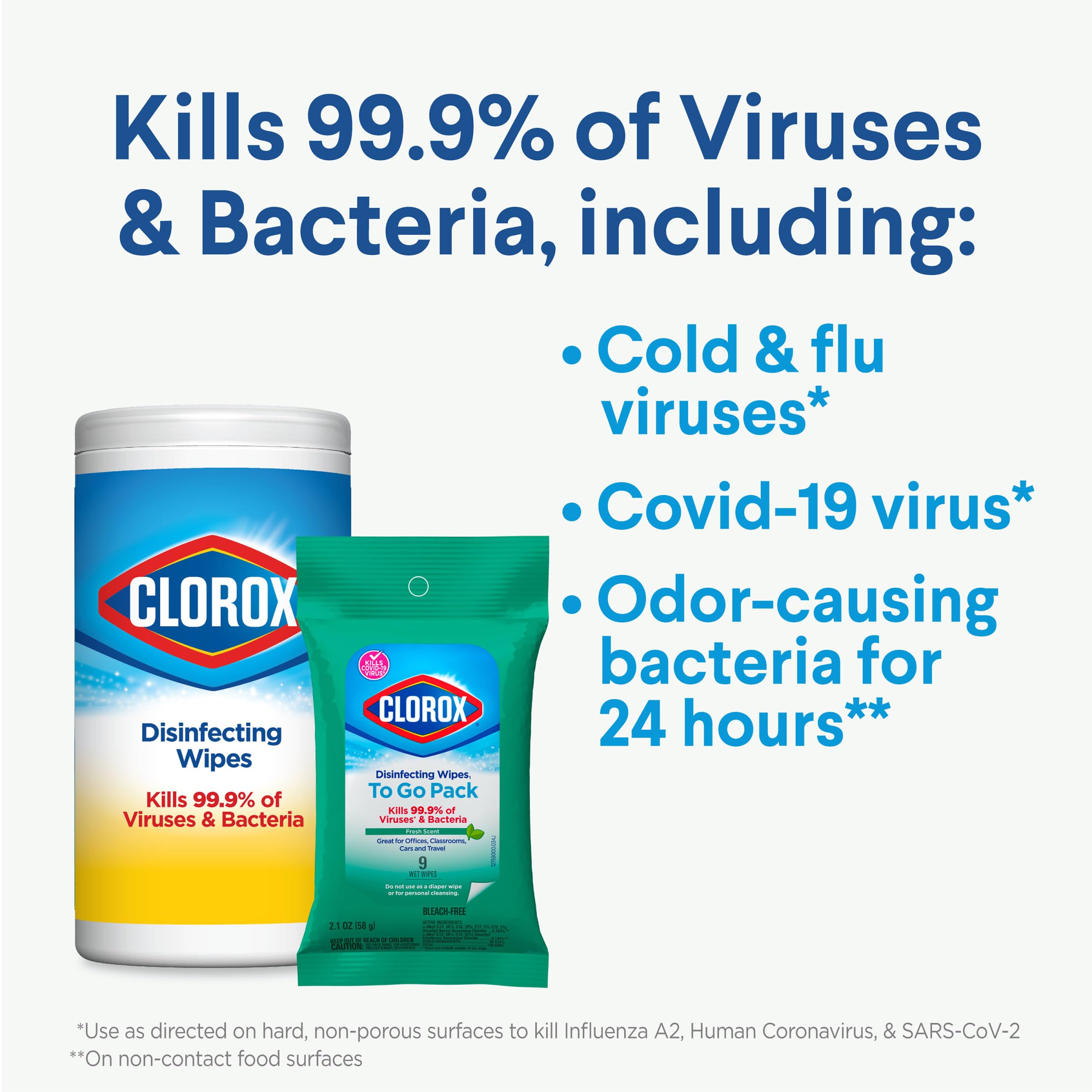 Clorox comparación de tamaño con mano para referencia de escala