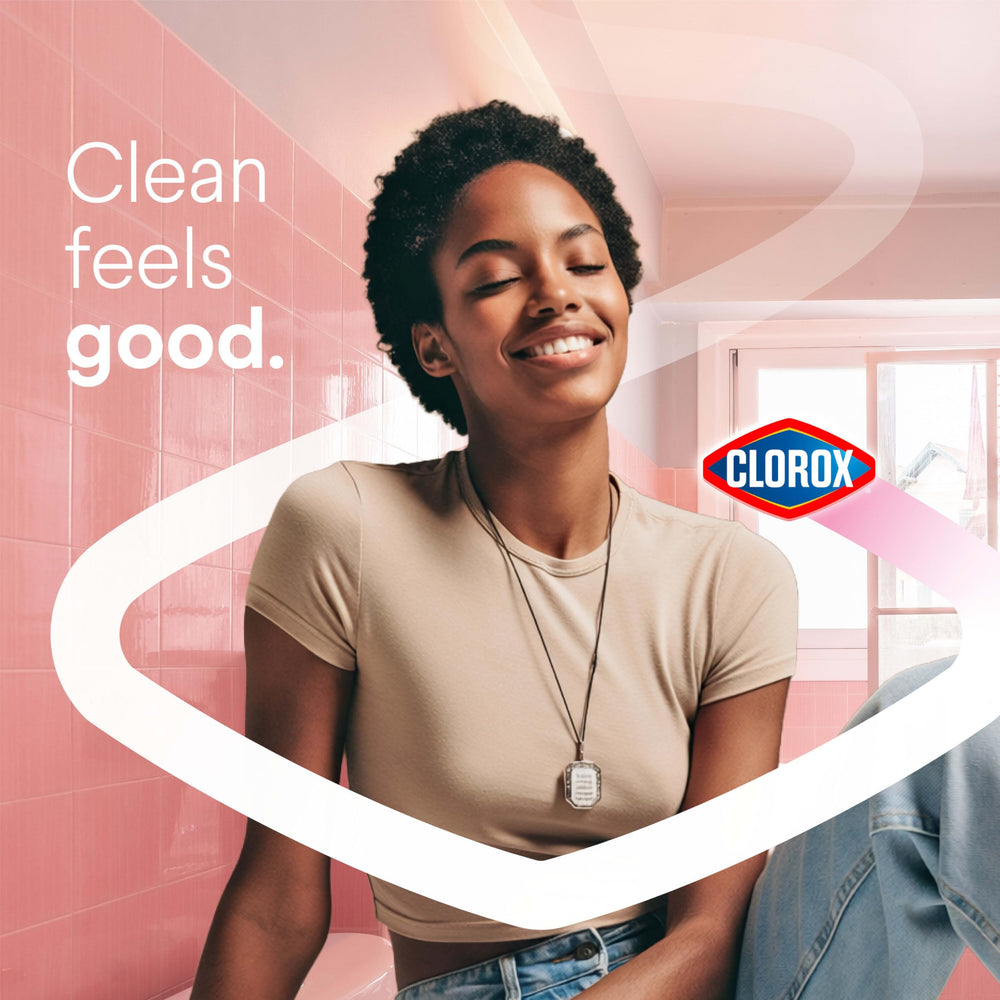 Clorox etiqueta con información del producto y uso seguro para superficies