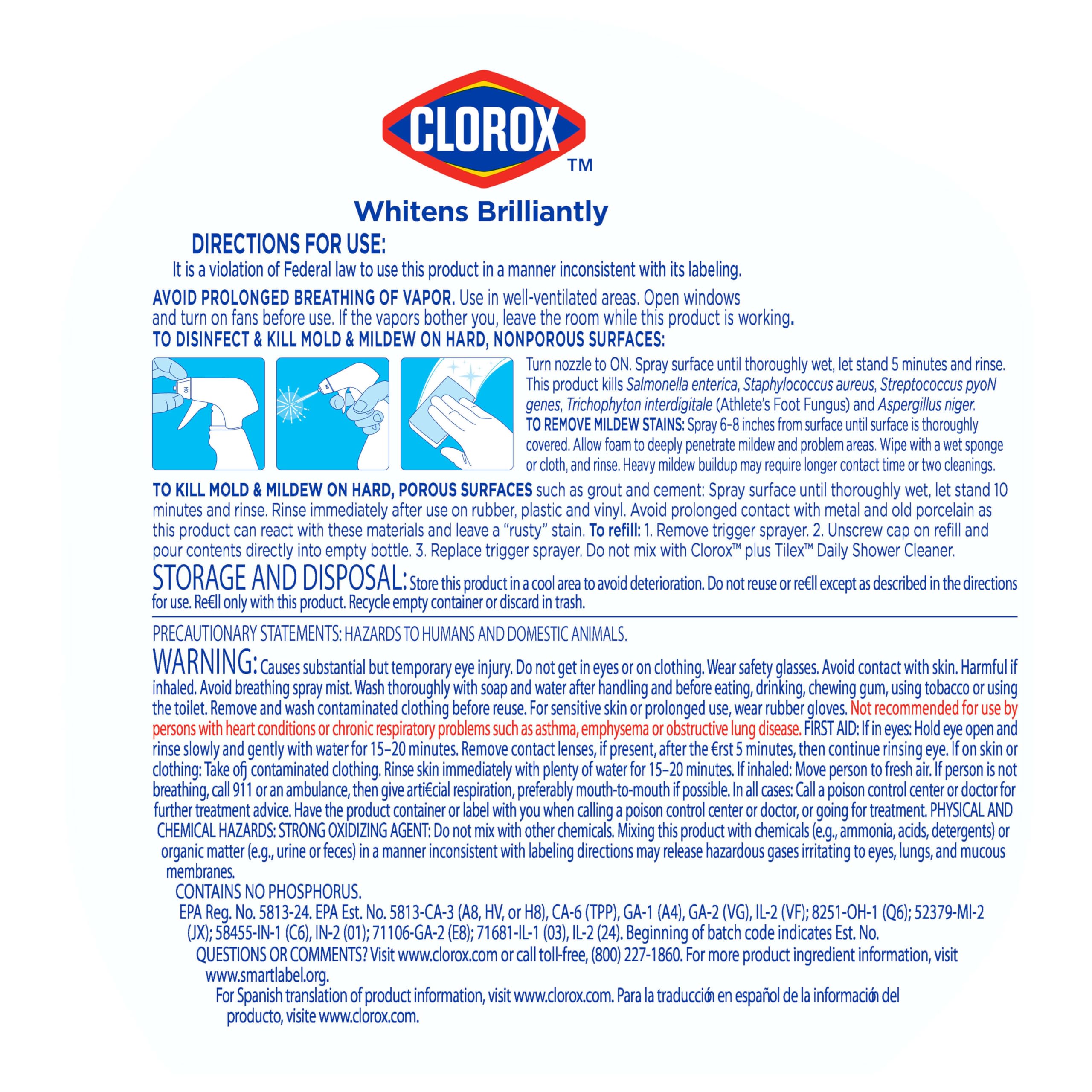 Clorox Plus Tilex paquete de tres botellas para reposición doméstica
