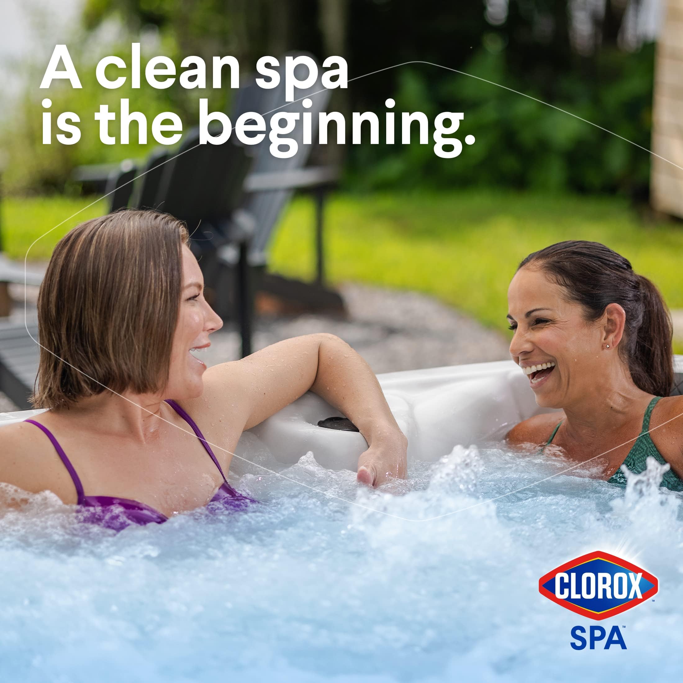 CLOROX Pool&Spa comparación de tamaño del envase para planificar uso