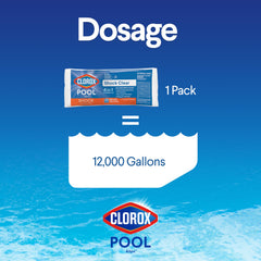 Clorox Pool&Spa comparación de tamaño de una tableta para referencia de dosificación