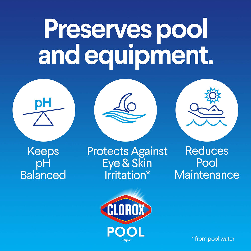 Clorox Pool&Spa being broadcast poolside to stabilize total alkalinity