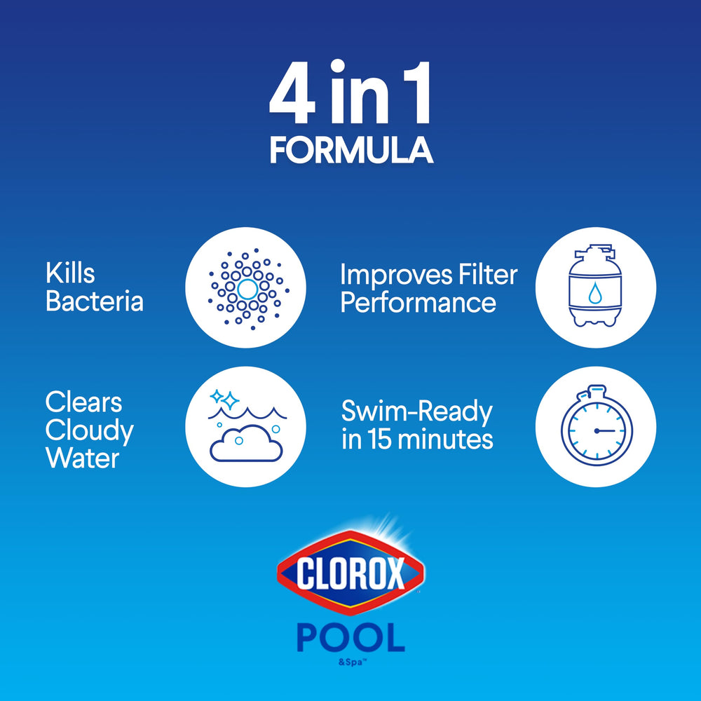 Clorox Pool&Spa granules close-up illustrating fast-dissolving texture and clarity benefit