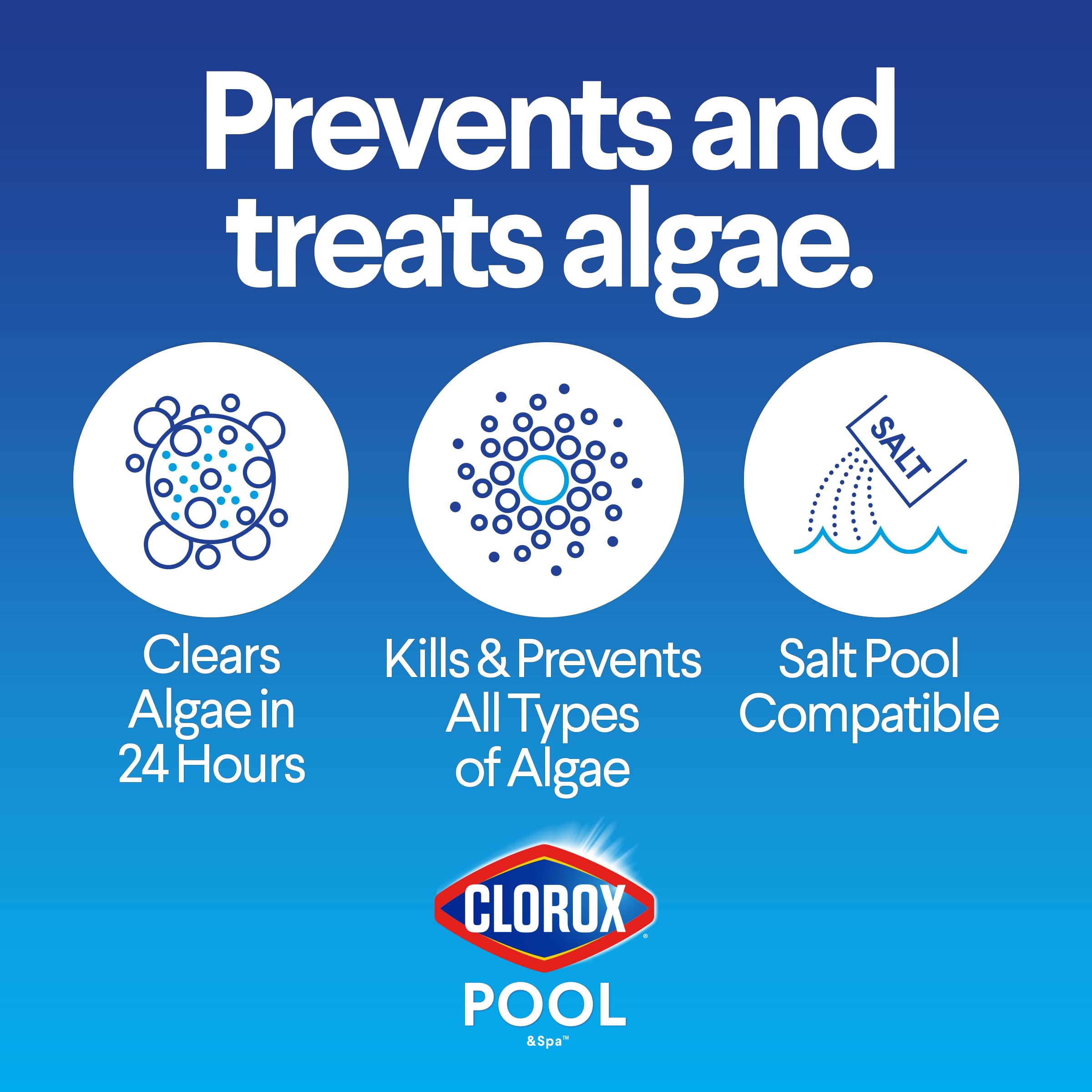 Clorox Pool&Spa detalle del líquido y textura que revela fórmula no espumante