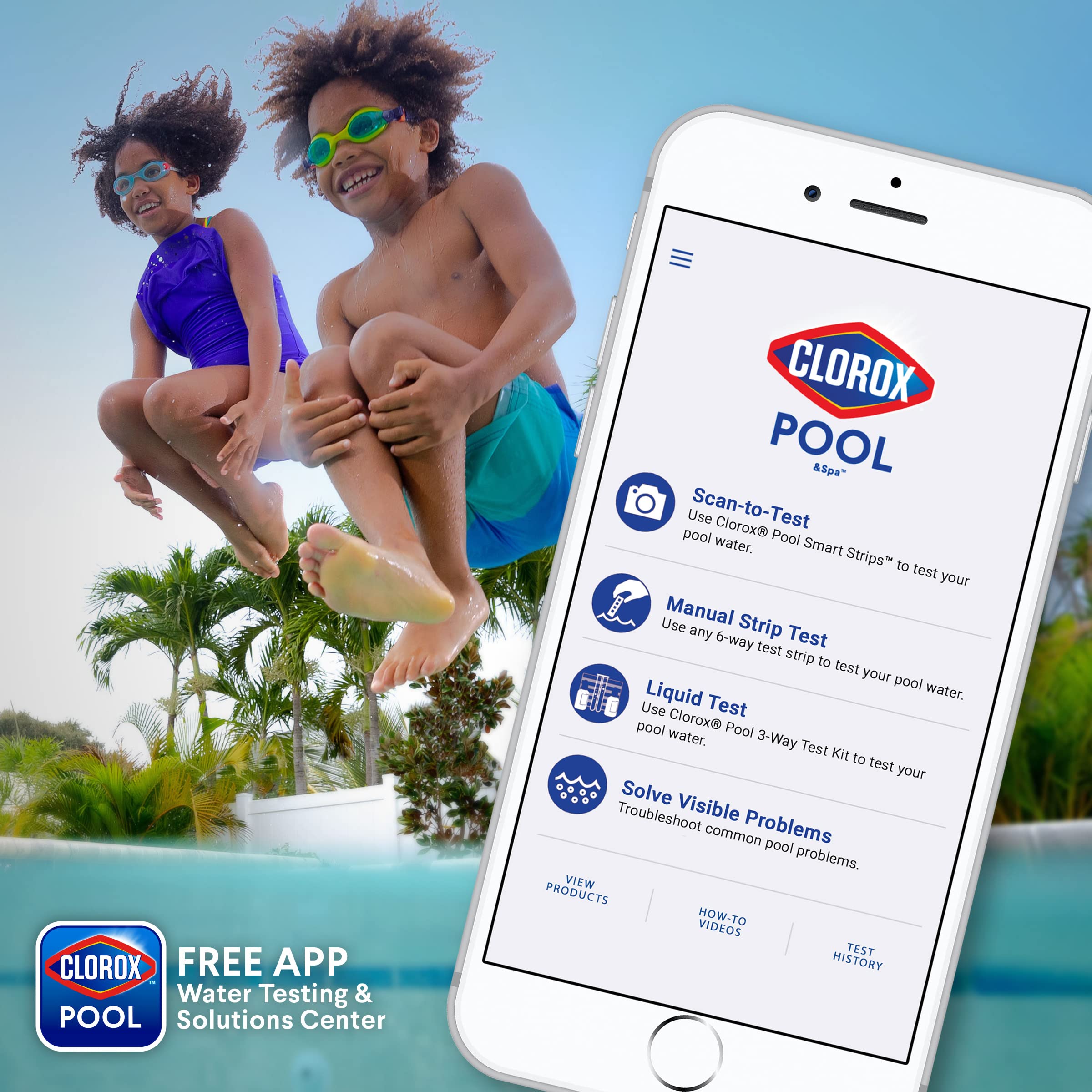 CLOROX Pool&Spa etiqueta con instrucciones y precauciones para dosificación segura