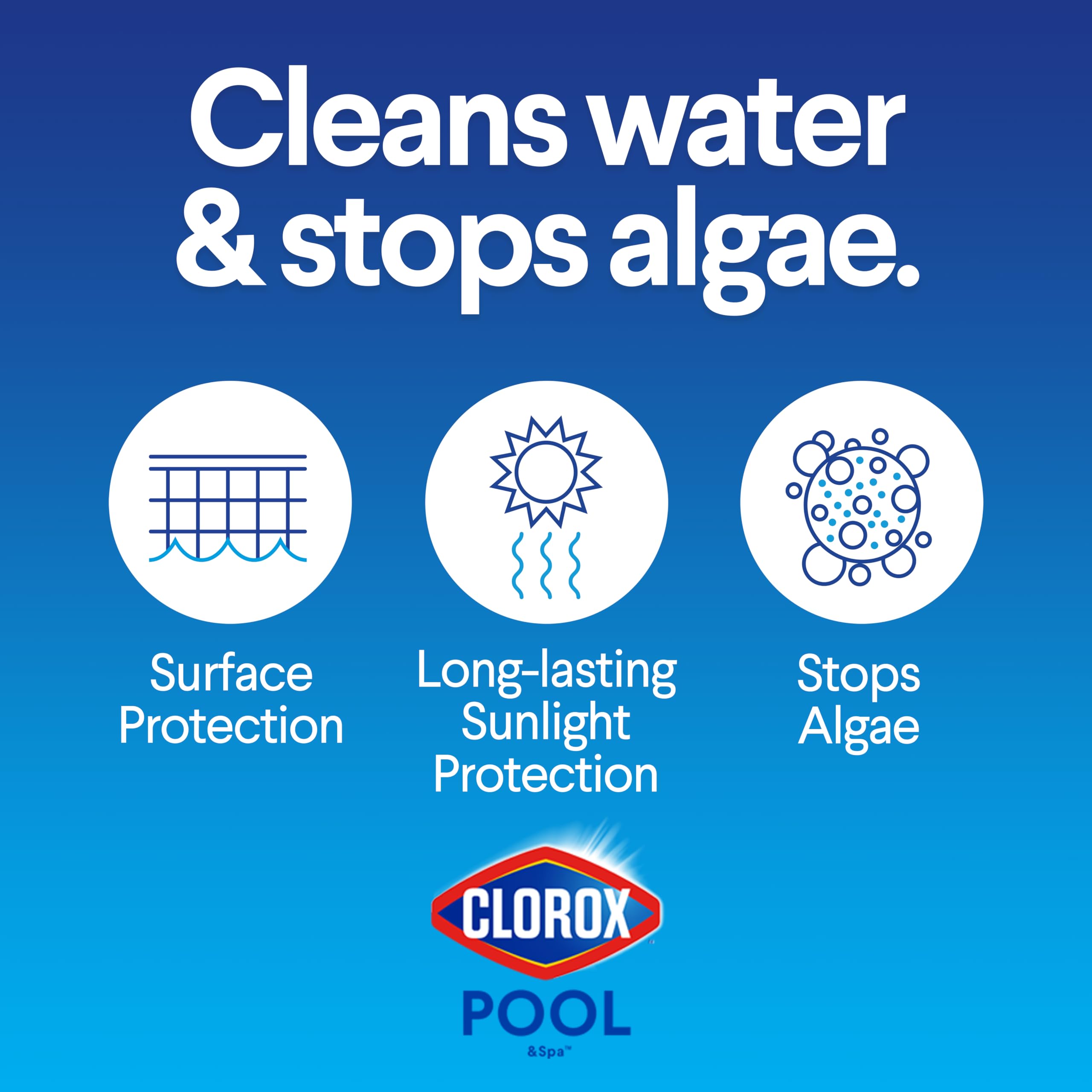 CLOROX Pool&Spa primer plano de tableta 3 pulgadas destacando textura y disolución controlada