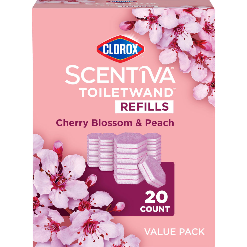Clorox paquete frontal de recambios muestra cantidad y aroma Cherry Blossom Peach
