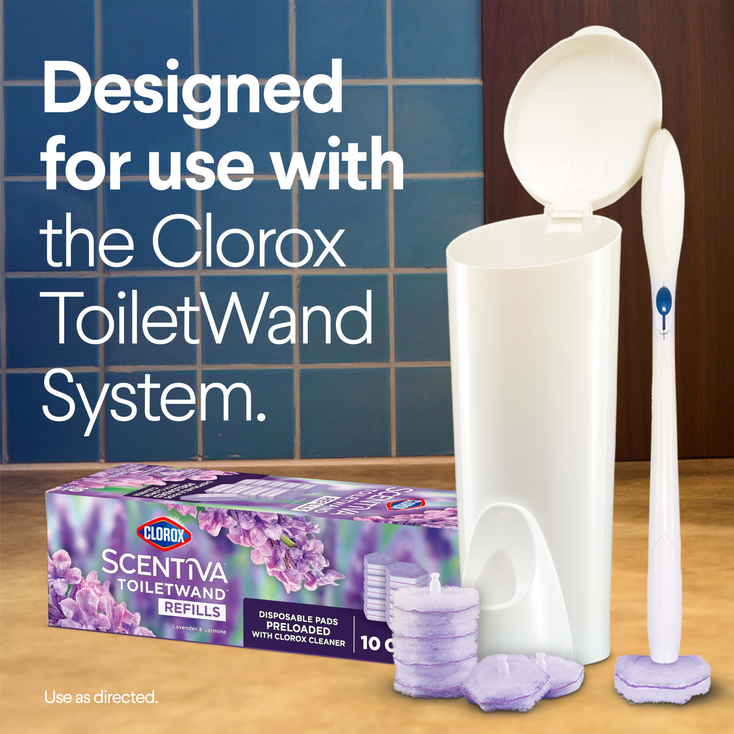 Clorox Scentiva almohadillas desechadas demostrando higiene sin tocar