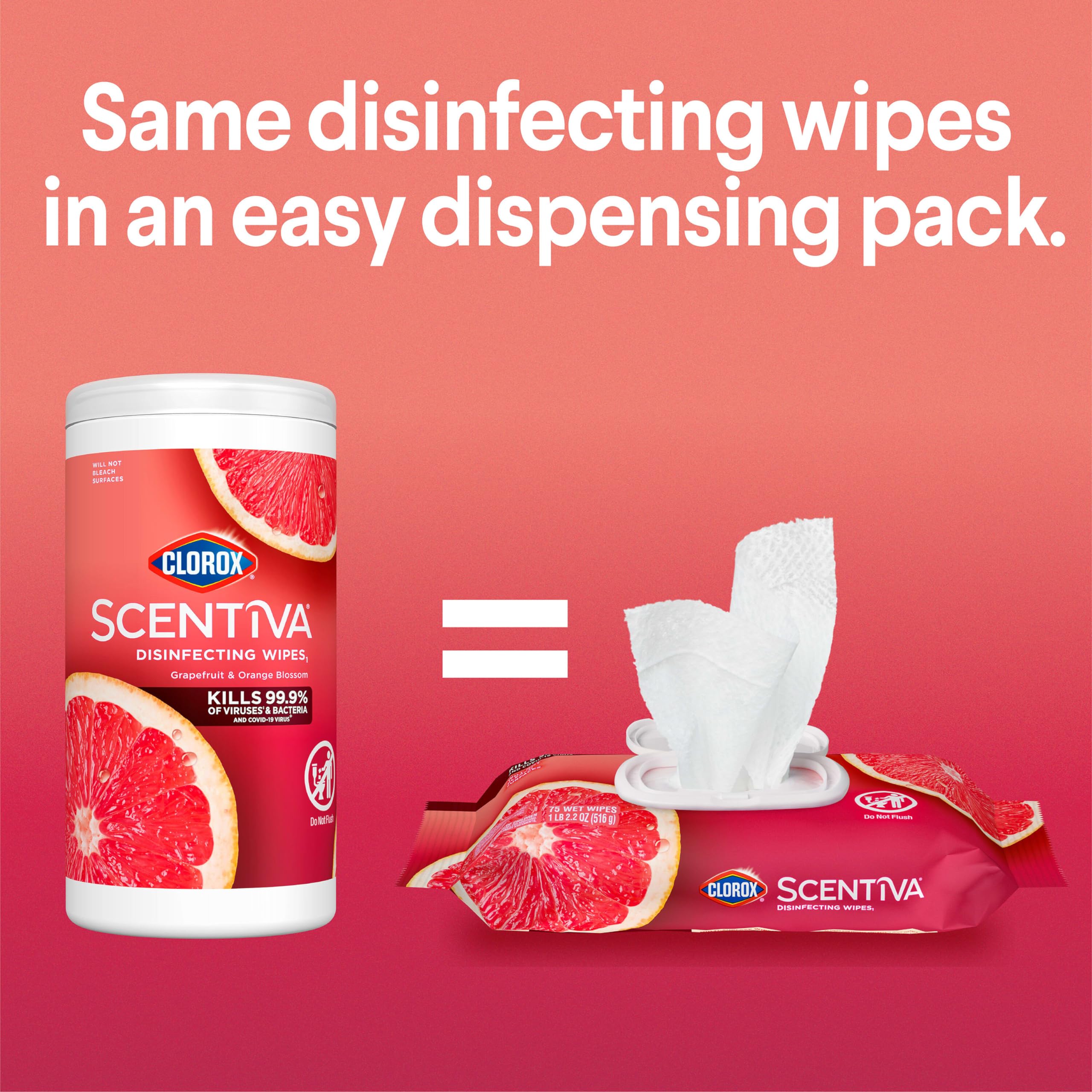 Clorox Scentiva toallita desplegada textura que facilita arrastre de suciedad