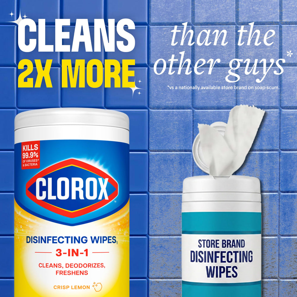 Clorox bote junto a una regla para comparar tamaño y cantidad útil