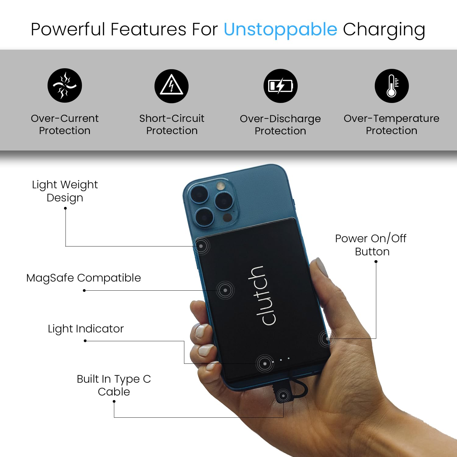 Clutch Pro con cable USB-C integrado evita enredos y simplifica carga