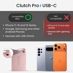 Clutch Pro primer plano textura ultradelgada que facilita transporte