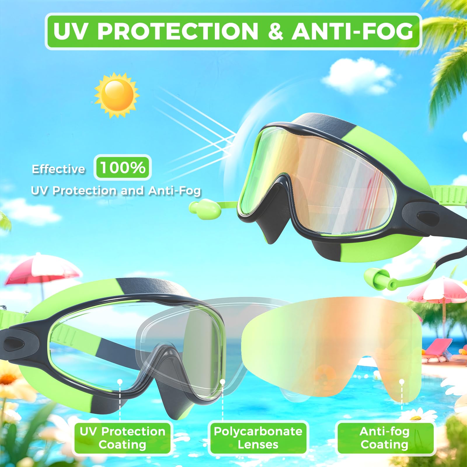 CMBJJU lente con revestimiento antivaho y UV, visión clara y protección solar