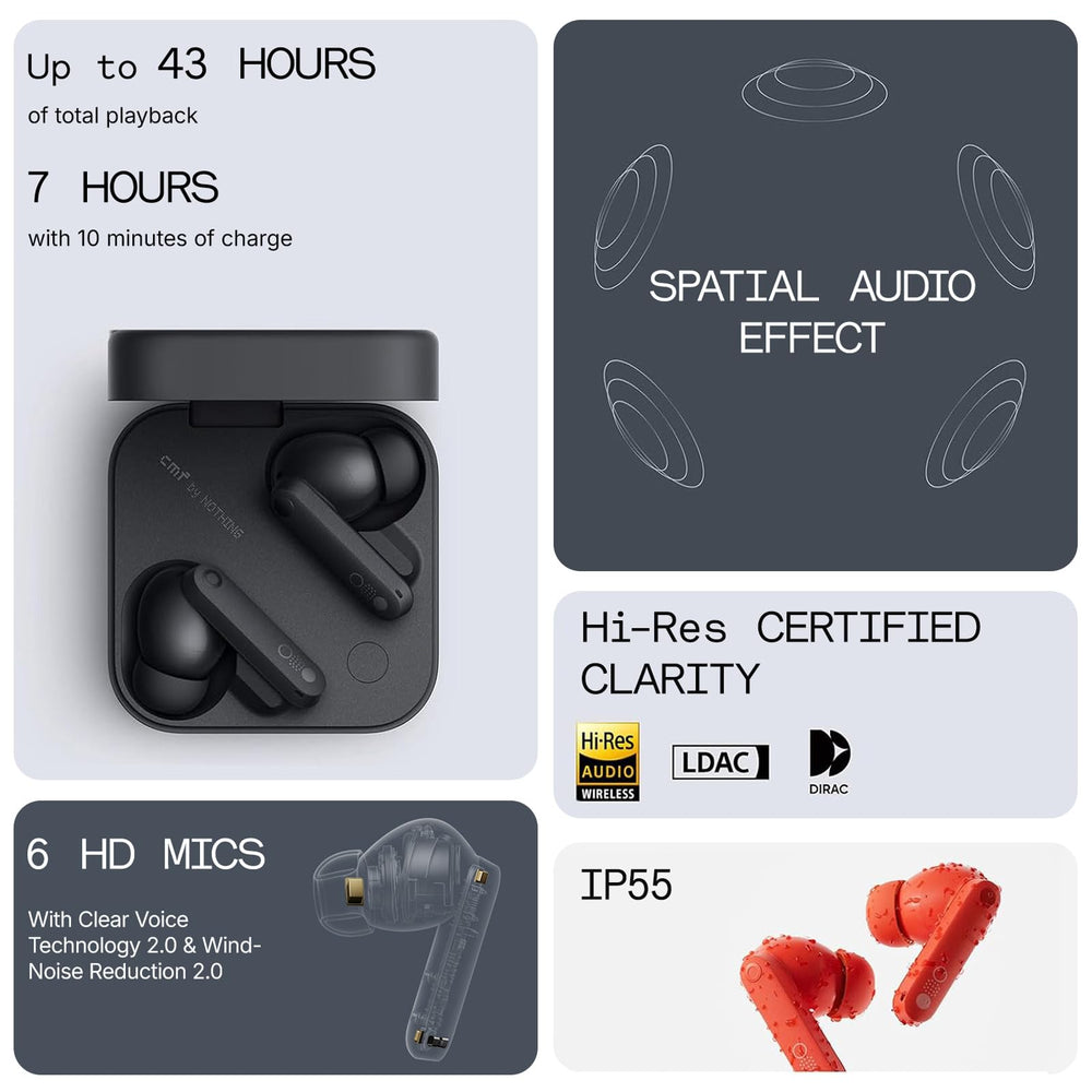 CMF BY NOTHING auriculares junto a objeto cotidiano para comparar tamaño compacto