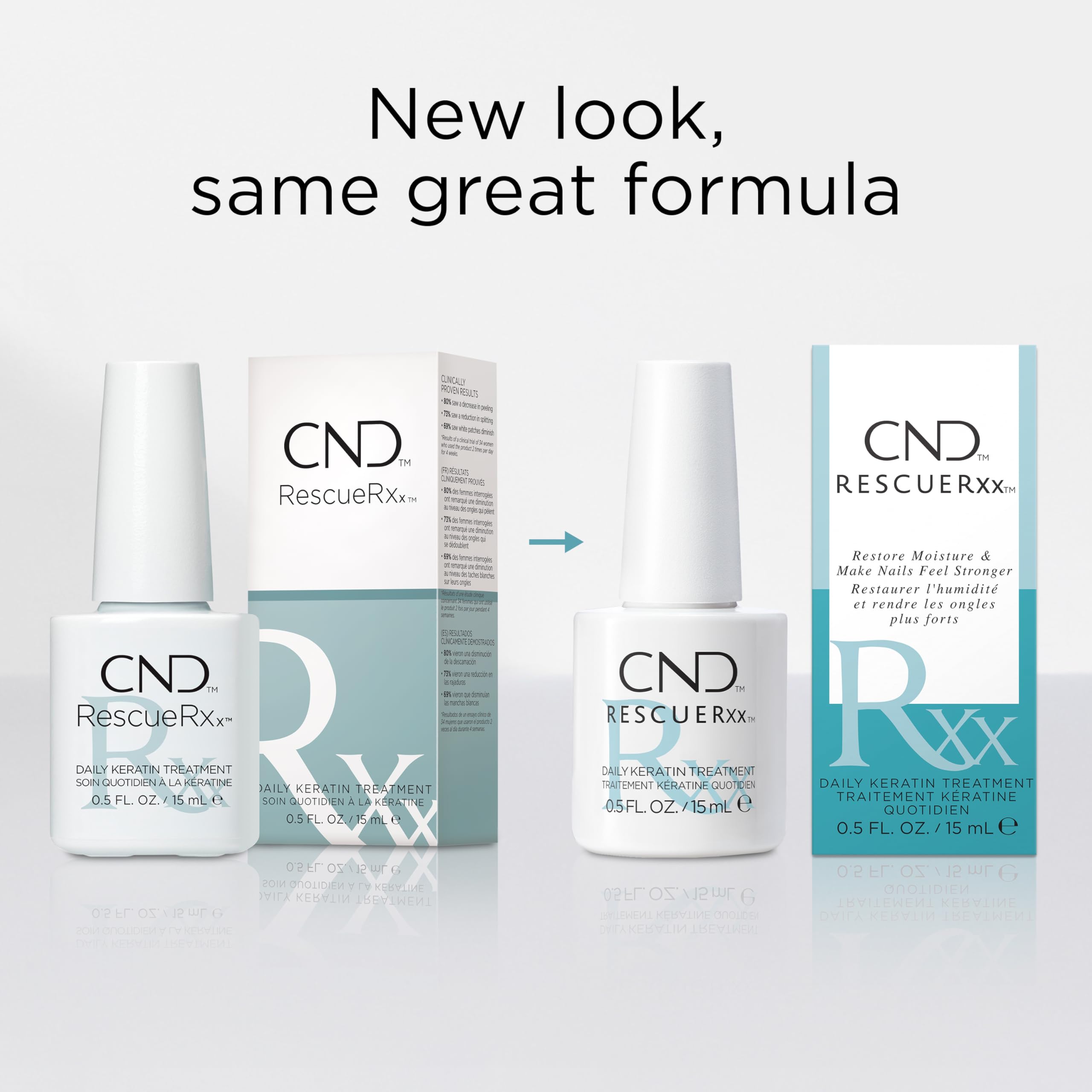 CND RescueRXx en ambiente de baño mostrando uso en rutina diaria