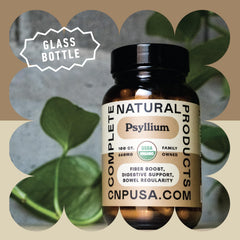 Complete Natural Products botella abierta con cápsulas para uso diario