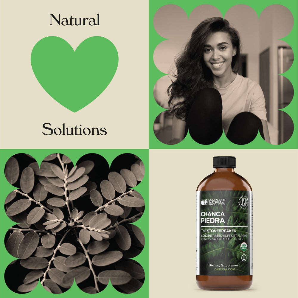 Frasco de 16oz de Complete Natural Products junto a regla para comparar tamaño real