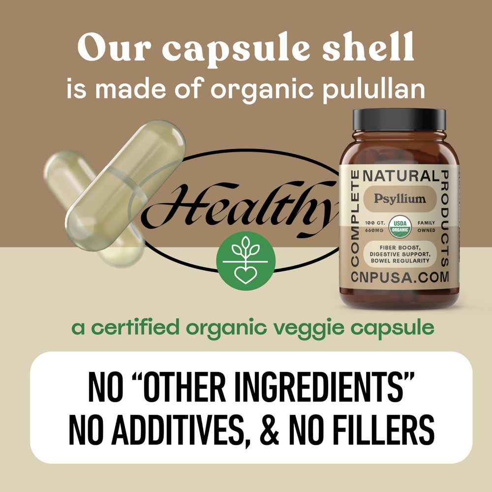 Complete Natural Products etiqueta con certificaciones orgánicas y EE. UU.