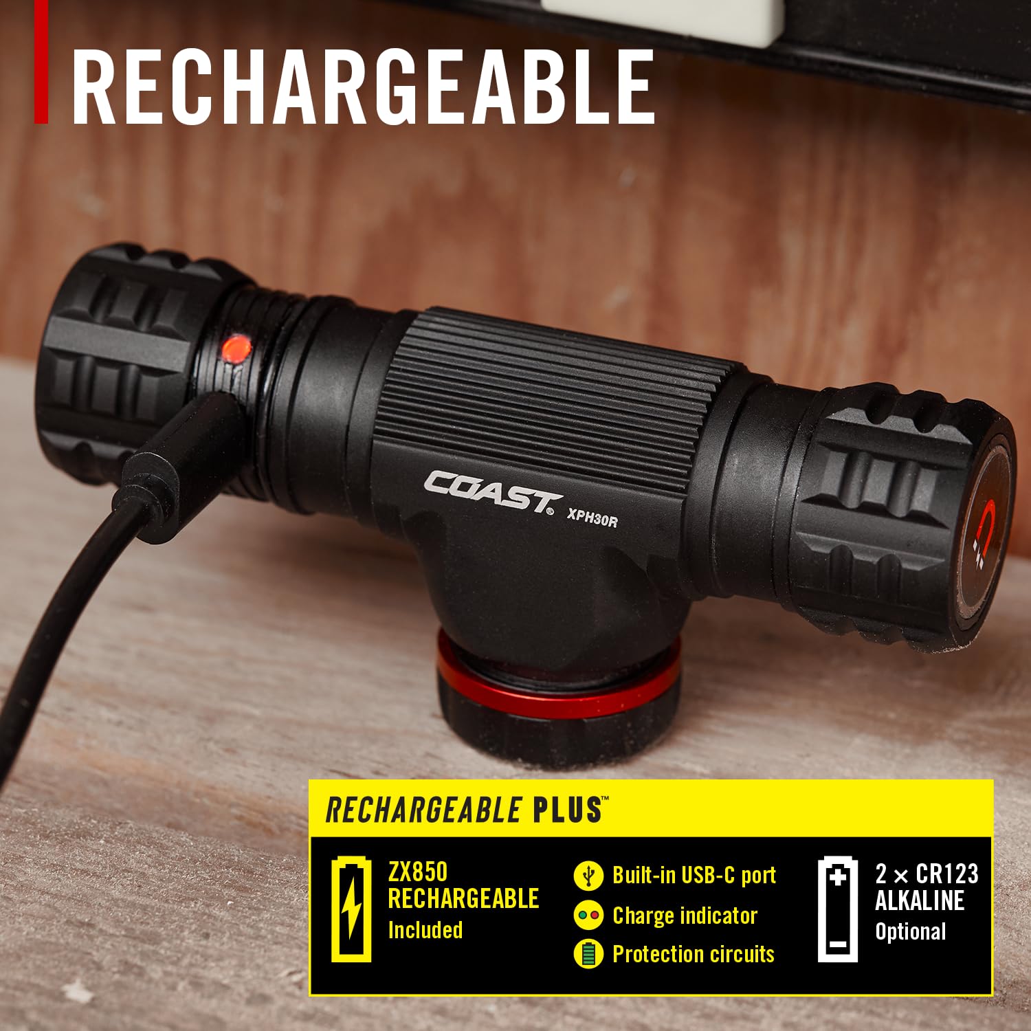 Coast XPH30R desmontada como linterna de mano para tareas portátiles