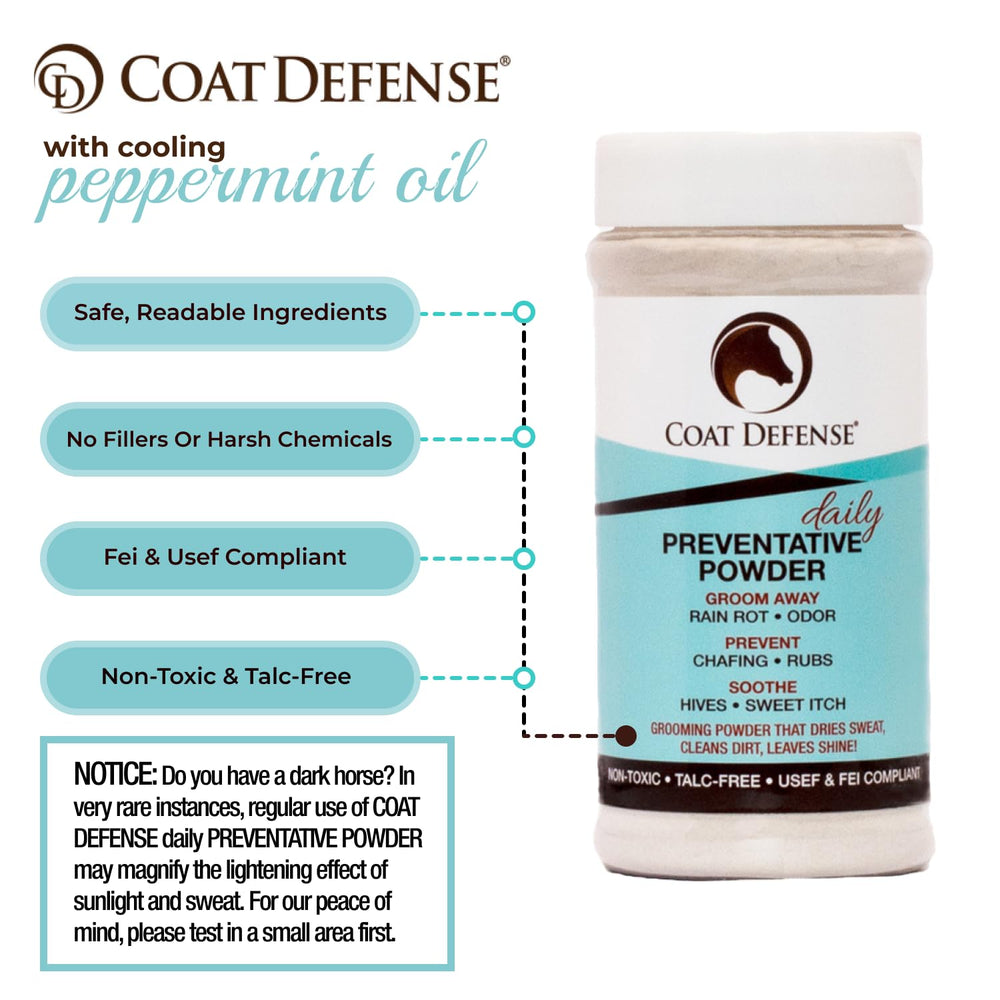 COAT DEFENSE aplicando polvo en la crin reduce picor