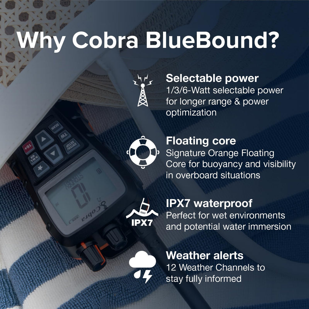 Cobra BlueBound 350 núcleo flotante naranja visible para recuperación segura
