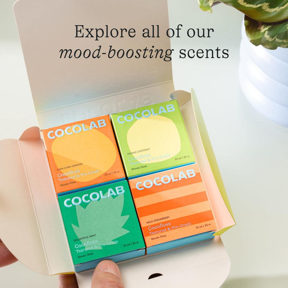 Cocofloss en baño estilo de vida transmitiendo frescura y rutina diaria