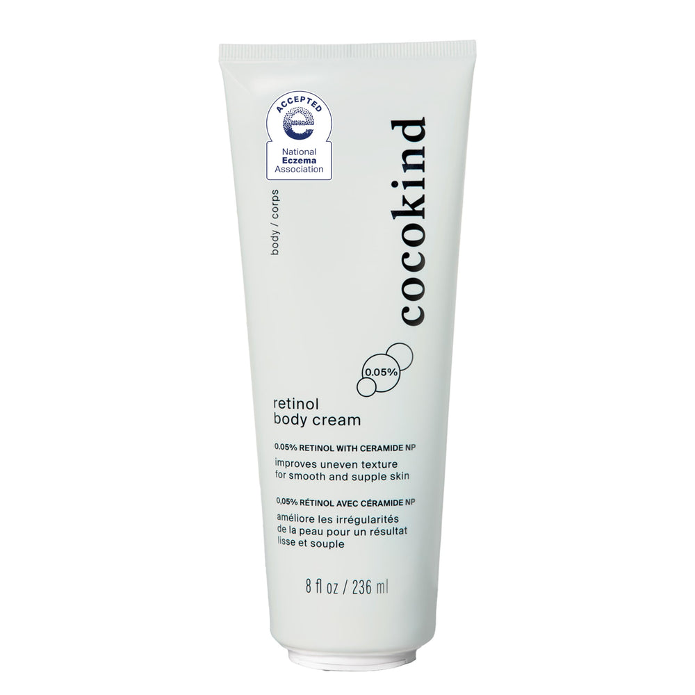 Cocokind Retinol Body Cream vista frontal del envase mostrando volumen práctico