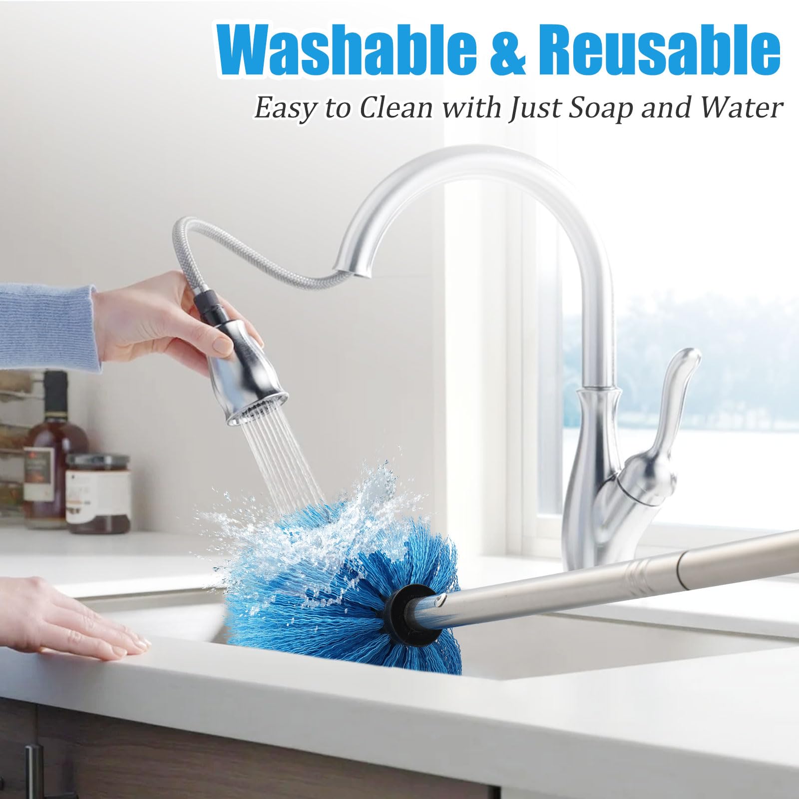 COCONUT duster collapsed for storage highlighting compact, space-saving design
