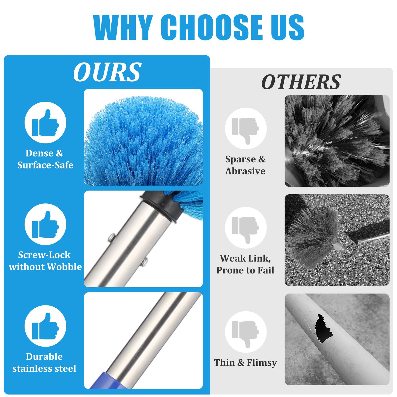 COCONUT PET bristles detail demonstrating stiff yet flexible cleaning action