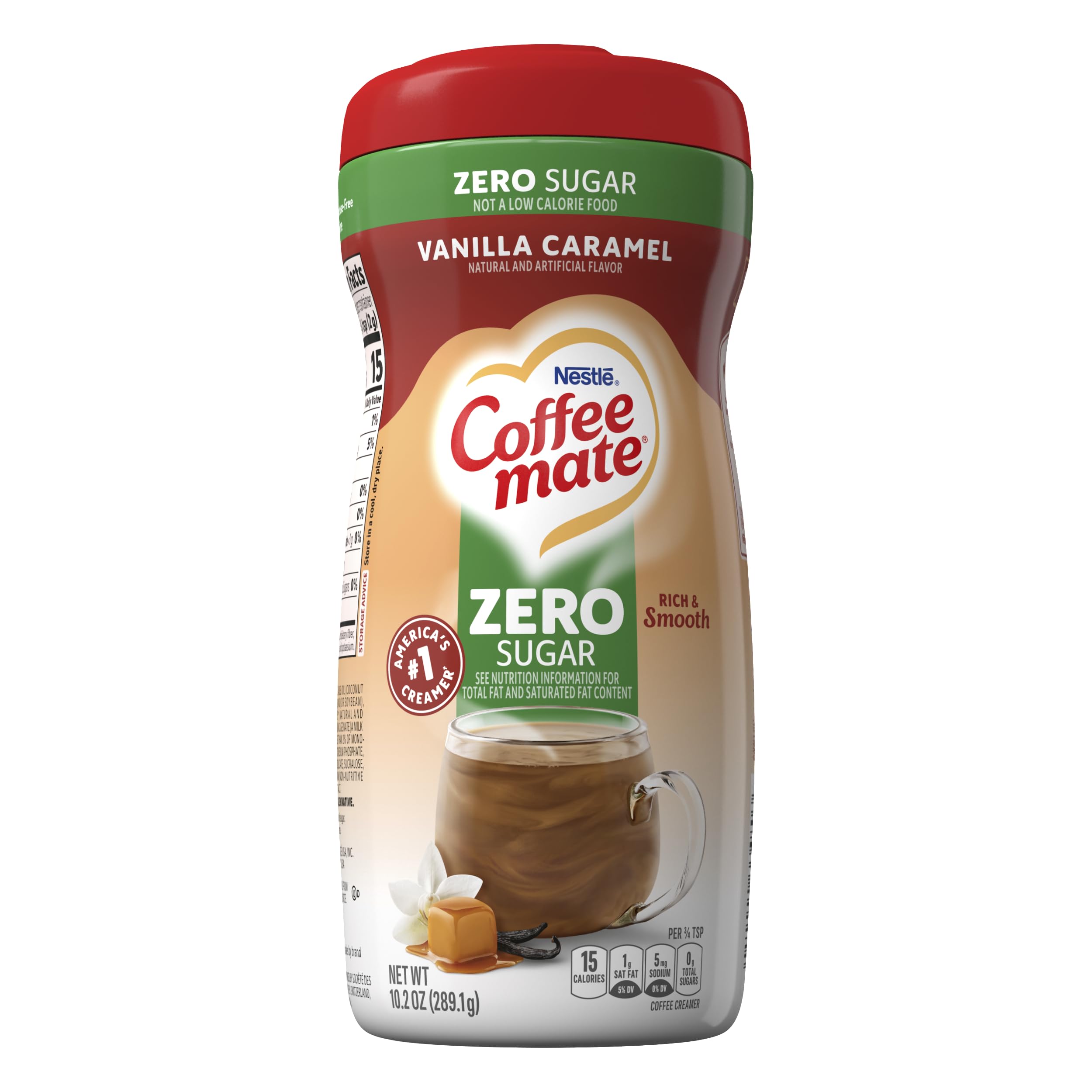 Coffee-mate cuchara medidora sobre báscula ilustrando porciones consistentes