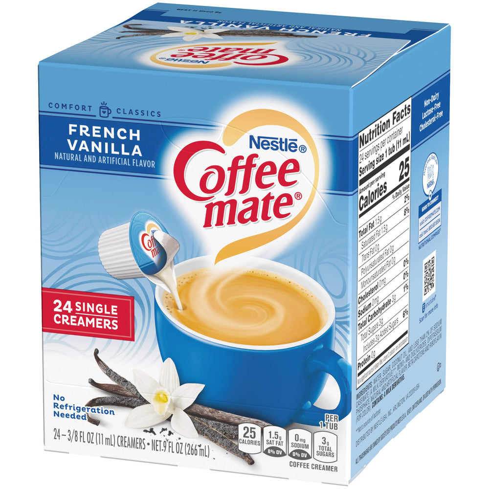 Coffee-mate etiqueta con información nutricional visible y legible