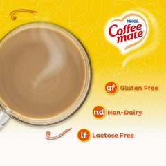 Coffee‑Mate creamer en taza de café preparado que aporta sabor avellana y aspecto apetecible