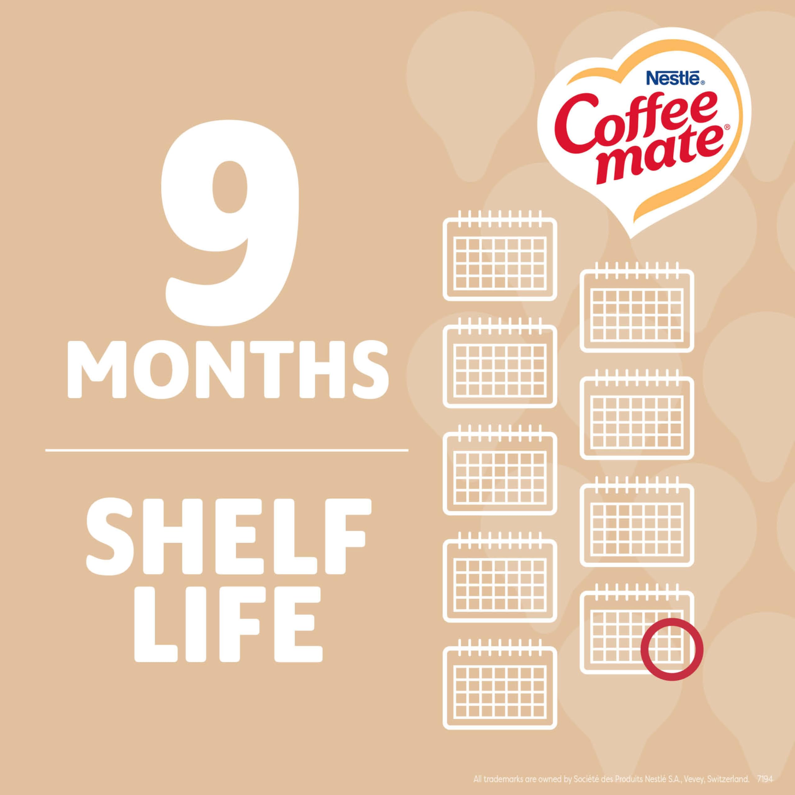 Coffee Mate comparación de tamaño con taza evidencia porción estándar