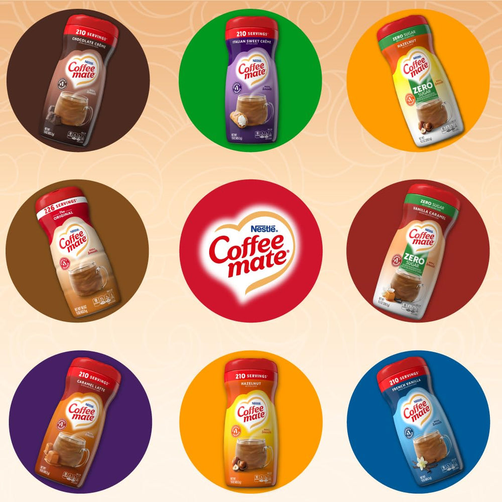 Coffee-mate en escena de desayuno con croissant transmitiendo sabor indulgente