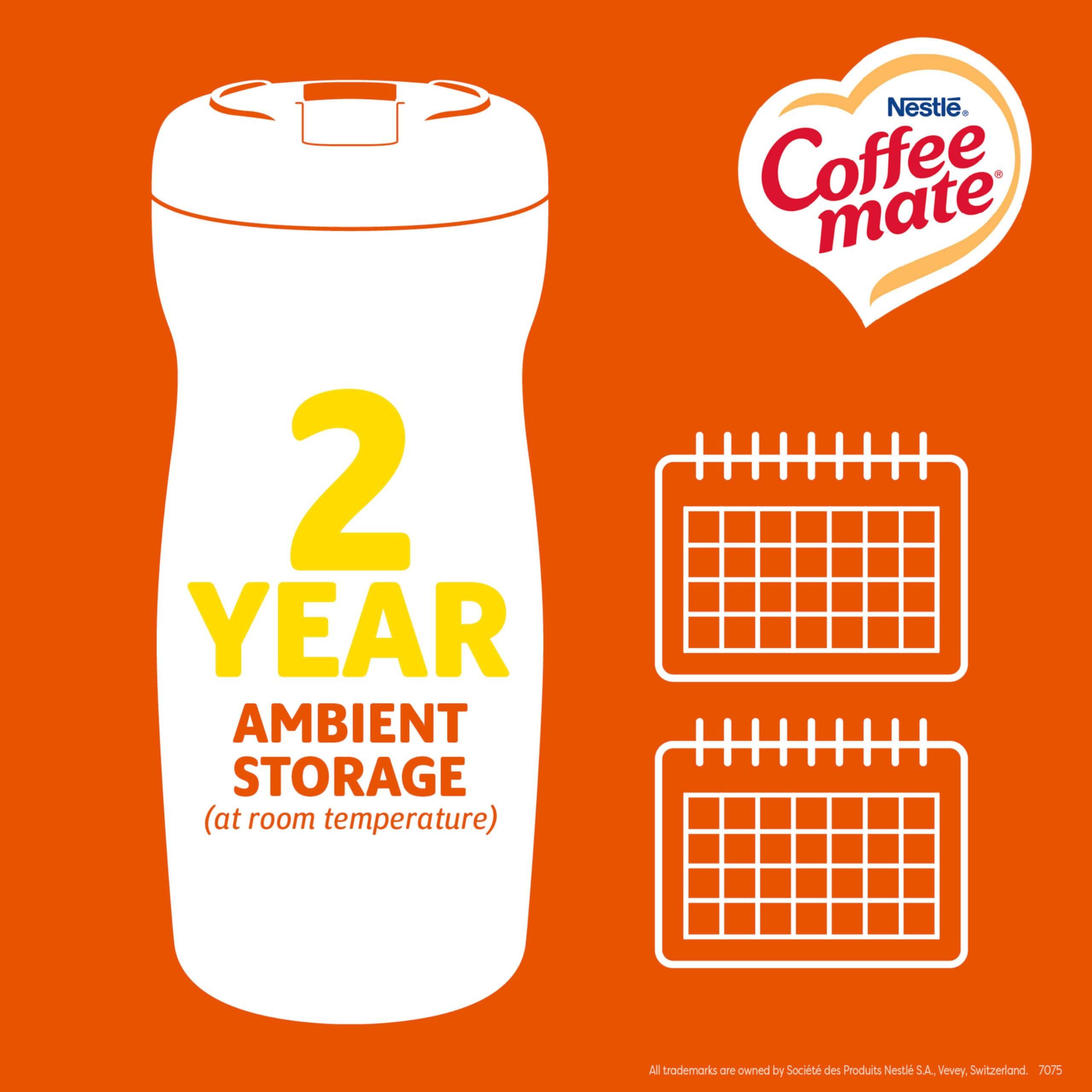Coffee Mate etiqueta con información nutricional y beneficios claros