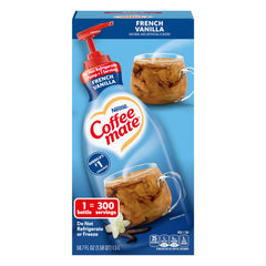 Coffee-mate botella frontal con bomba mostrando el envase práctico y ahorro