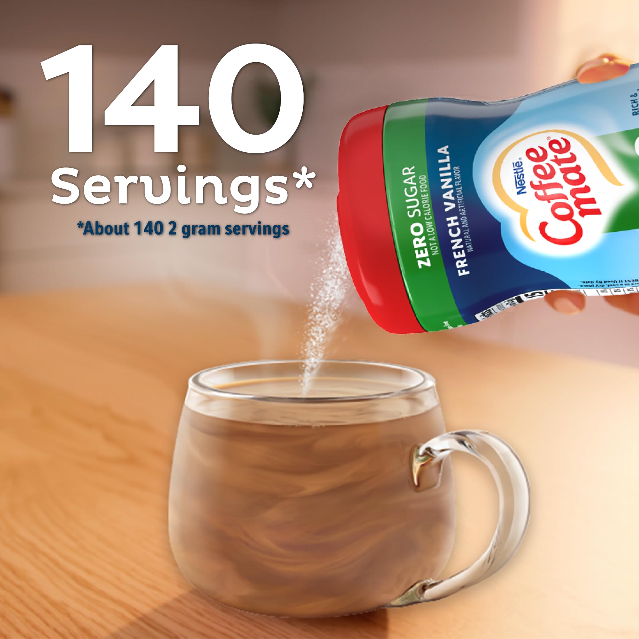Glass of iced coffee mixed with Coffee-mate French Vanilla showing bright vanilla taste