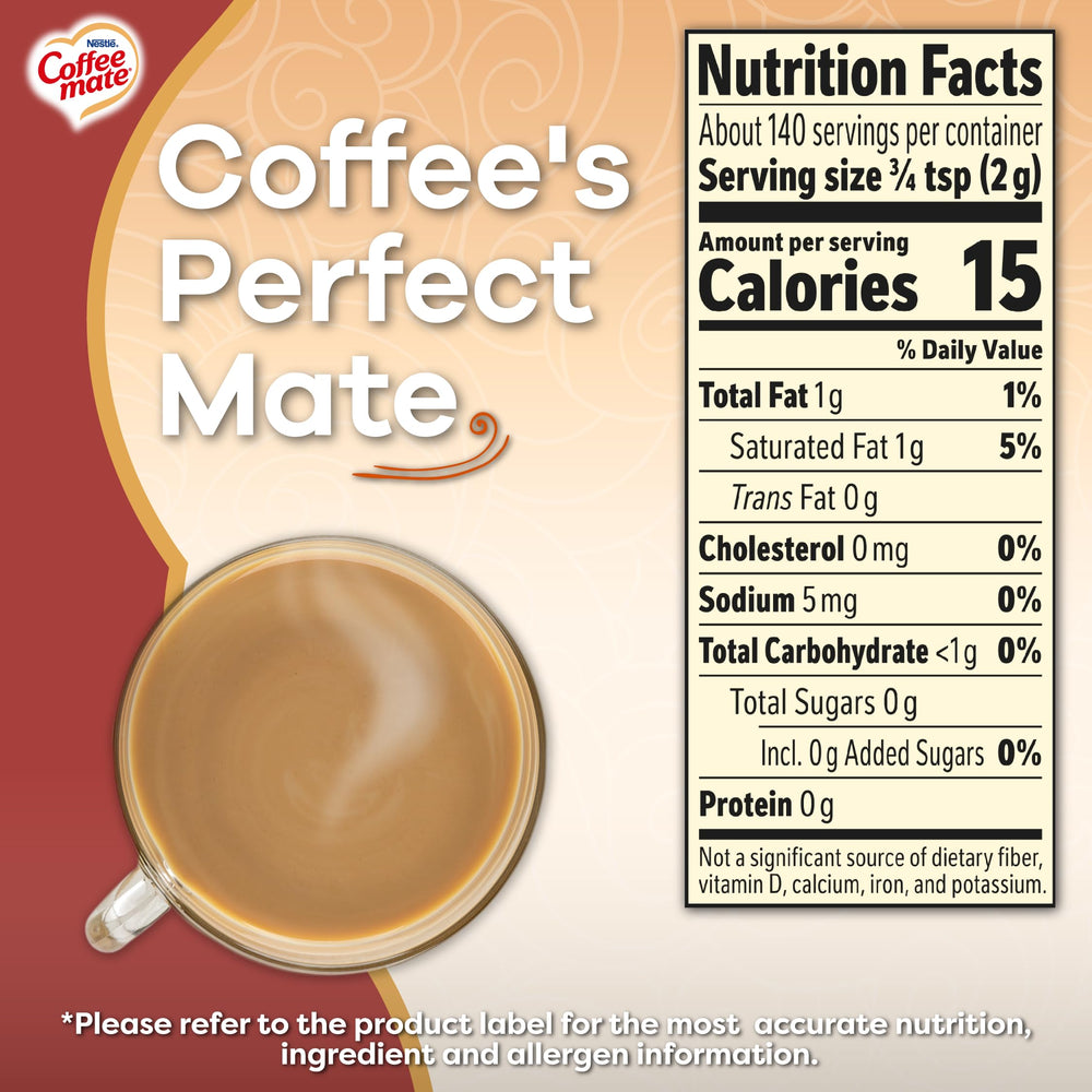 Coffee-mate pack de seis unidades ideal para almacenamiento y reposición simple