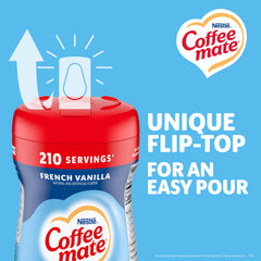 Coffee Mate comparación de tamaño con una taza para visualizar capacidad de 15 oz