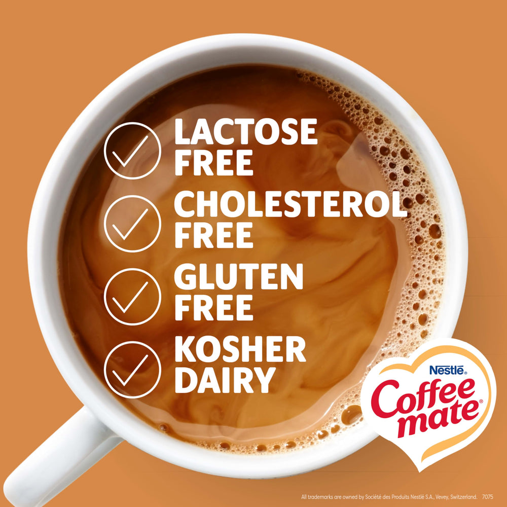 Coffee Mate polvo visto de cerca textura fina y disolución fácil