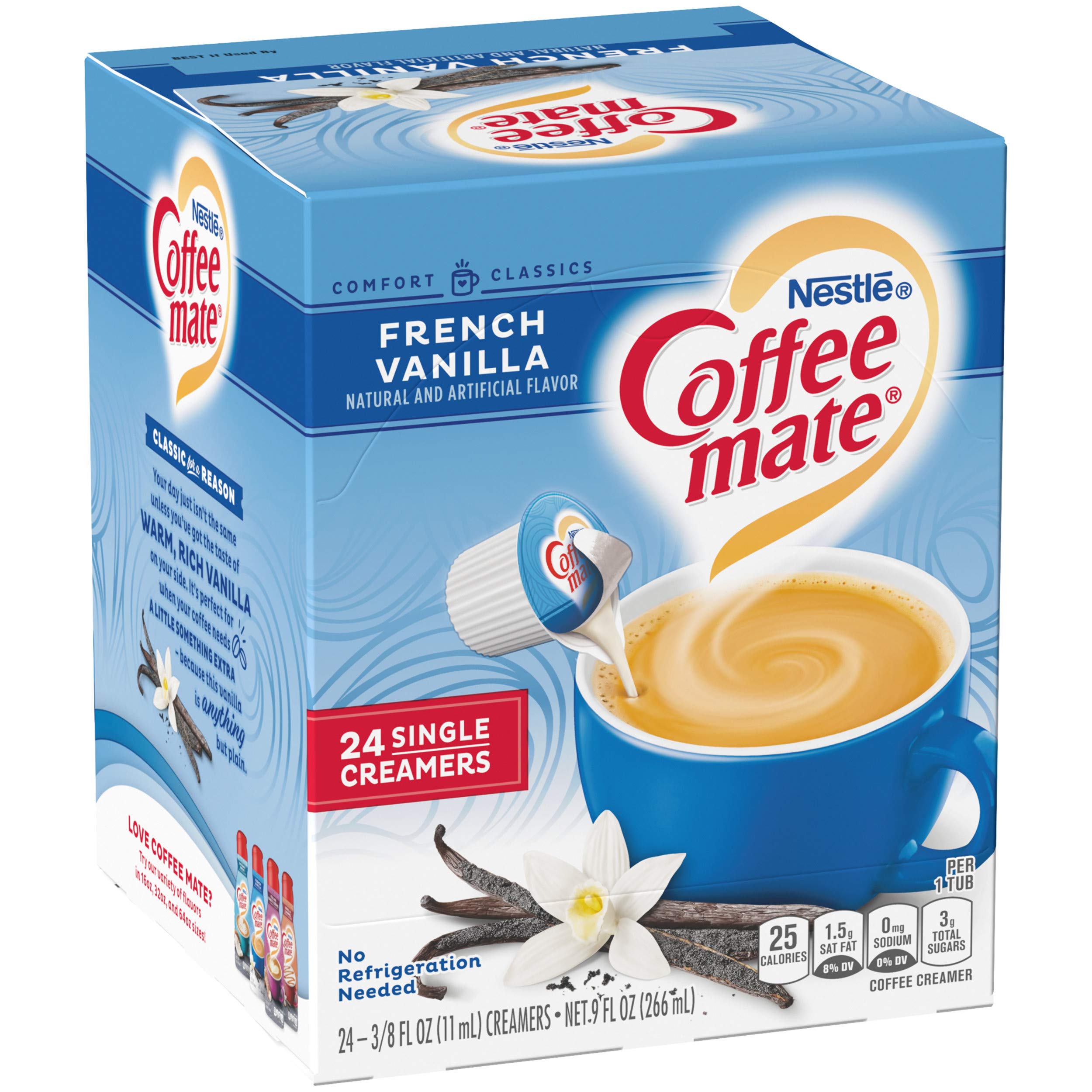 Coffee-mate tubito en primer plano listo para abrir y usar