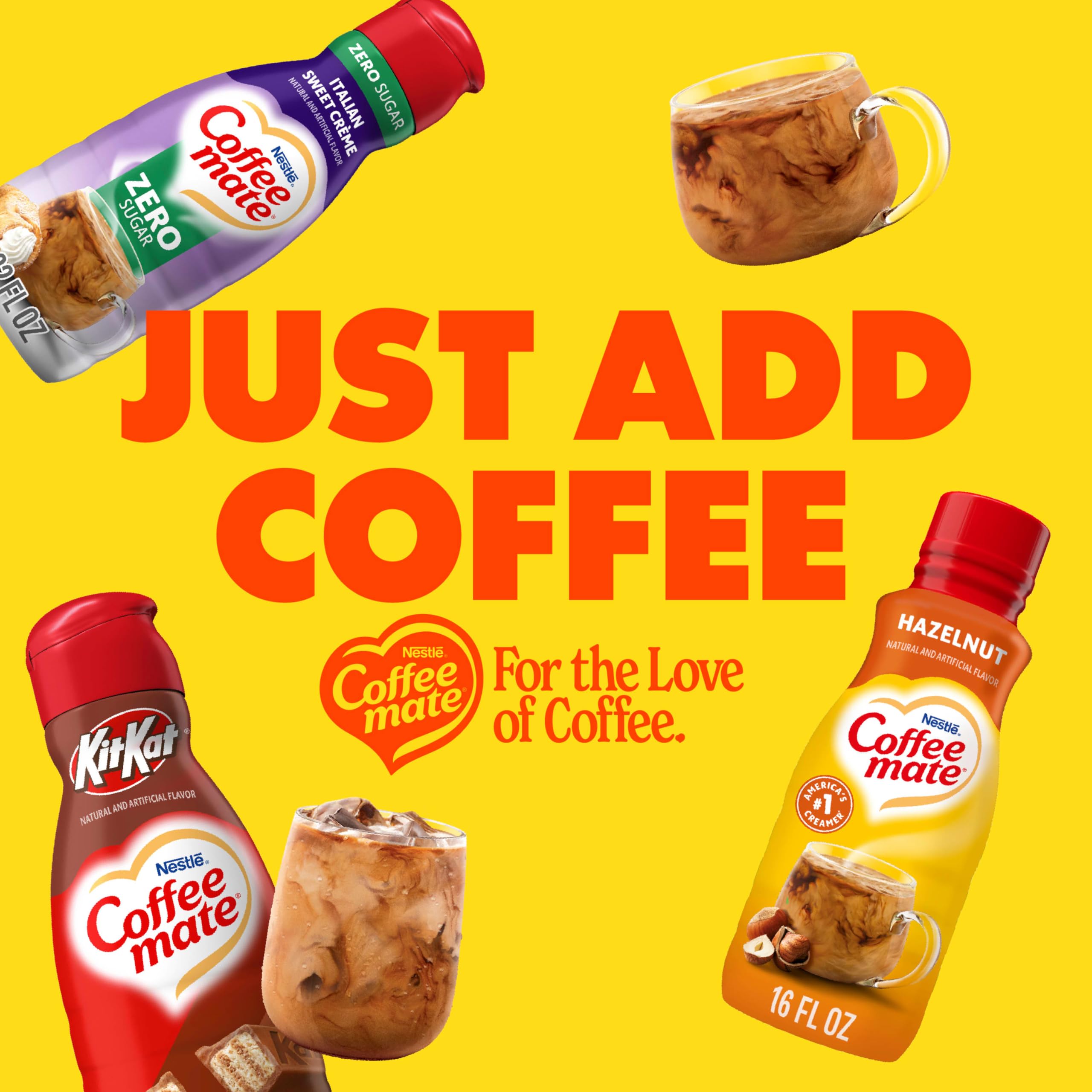 Coffee Mate vaso con latte avellana mostrando color y espuma atractiva
