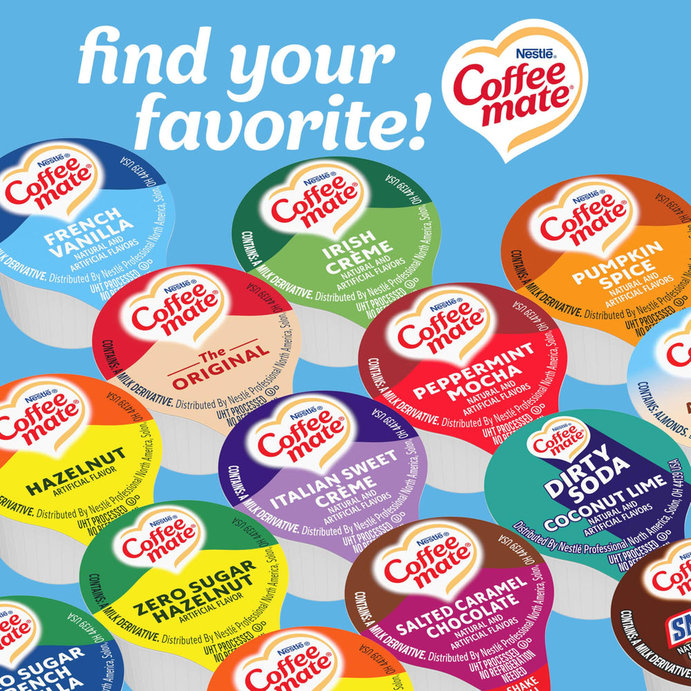 Coffee mate etiqueta nutricional de la tarrina, informa sobre ingredientes y certificados