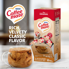 Coffee mate monodosis detalle de tapa, apertura rápida y limpia