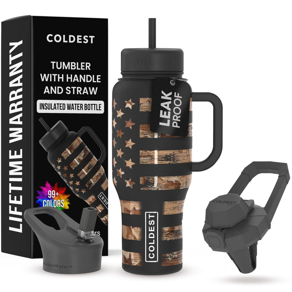 The Coldest Water vaso frontal con tapa camuflaje, sellado seguro
